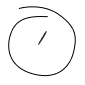 A black and white drawing of a circle on a green background.