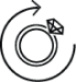 A black and white image of a diamond ring.