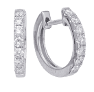 A pair of white gold diamond hoop earrings.