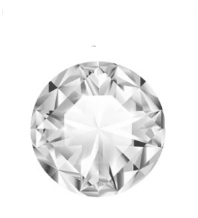 A round cut diamond on a white background.