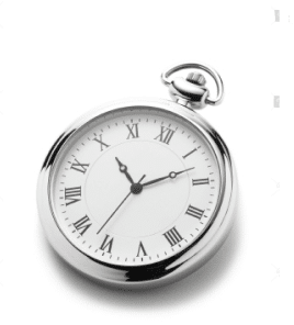 A silver pocket watch on a white background.