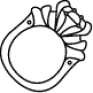 A black and white drawing of a ring.