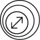 A black and white image of a circle with an arrow in it.