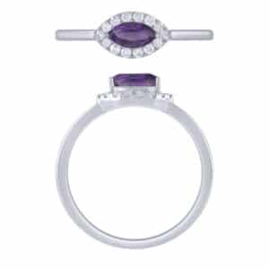 A purple amethyst and diamond ring.