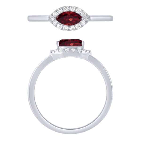 Marquise garnet and diamond engagement ring.