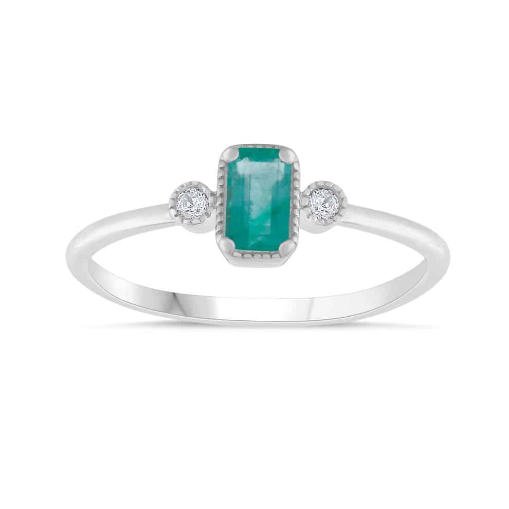 EMERALD AND DIAMOND EMERALD CUT BIRTHSTONE BAND Necker s Jewelers