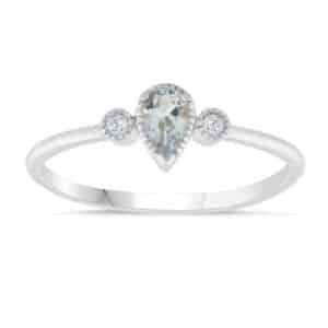 Pear shaped aquamarine and diamond ring.
