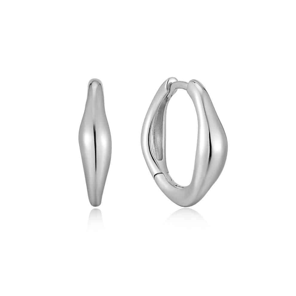 SILVER WAVE HUGGIE HOOP EARRINGS | Necker\'s Jewelers