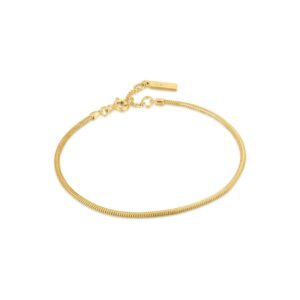 A gold - plated bracelet with a thin chain.