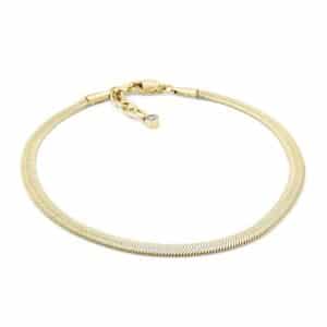 A gold chain bracelet with a diamond clasp.