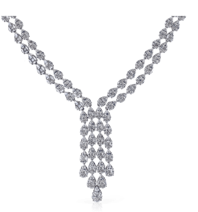 A necklace with diamonds on a white background.