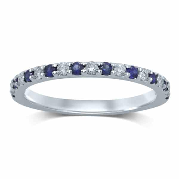 SAPPHIRE AND DIAMOND PAVÉ SET BIRTHSTONE RING - Image 6