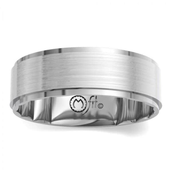 A men's wedding band with a brushed finish.