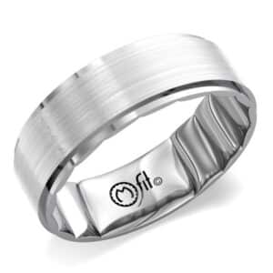 A men's wedding band with a brushed finish.