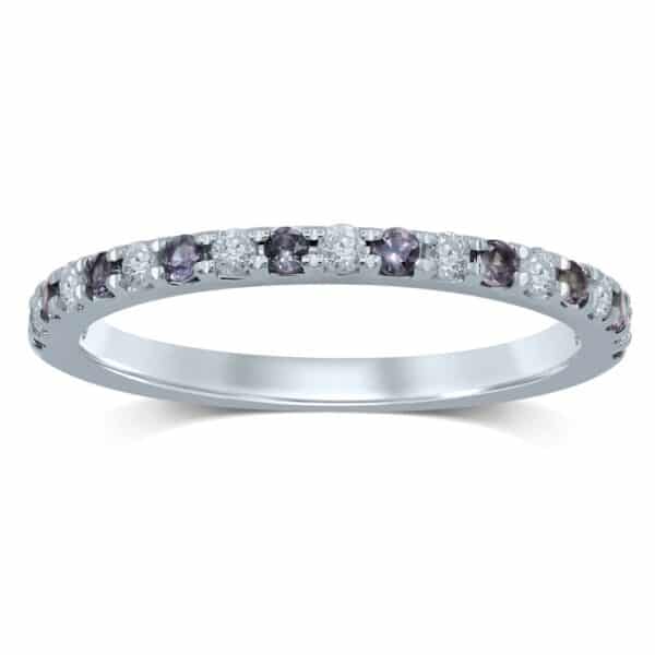 ALEXANDRITE AND DIAMOND PAVÉ SET BIRTHSTONE BAND