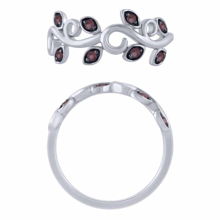 RUBY LEAF AND VINE BIRTHSTONE RING