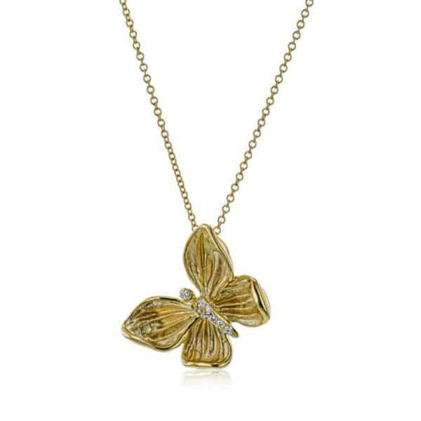 SIMON G. MONARCH BUTTERFLY PENDANT NECKLACE IN 18K GOLD WITH DIAMONDS DP272