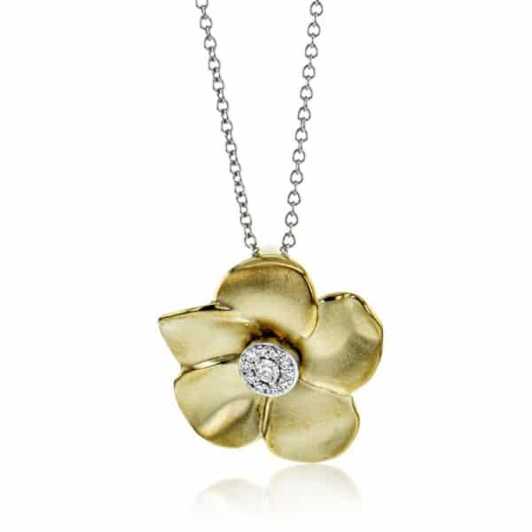 SIMON G. FLOWER PENDANT NECKLACE IN 18K GOLD WITH DIAMONDS DP276