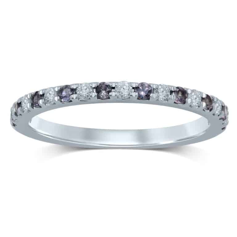 ALEXANDRITE AND DIAMOND PAVÉ SET BIRTHSTONE BAND