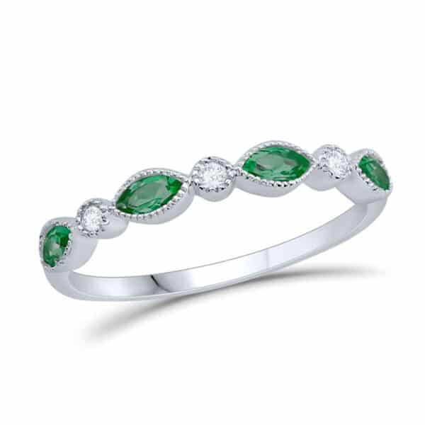 EMERALD AND DIAMOND BIRTHSTONE BAND