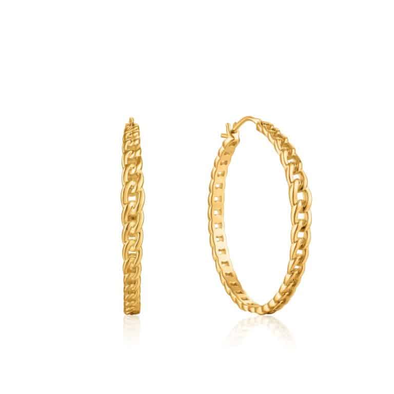 ANIA HAIE GOLD CURB CHAIN HOOP EARRINGS E021-06G
