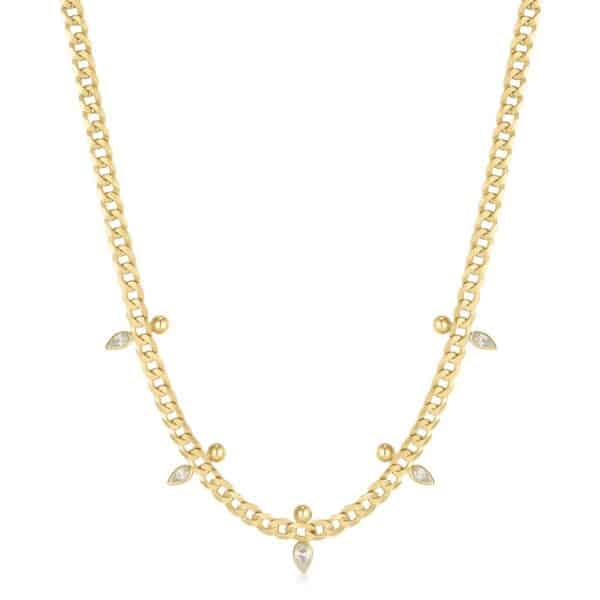ANIA HAIE GOLD CURB CHAIN SPARKLE POINT NECKLACE N053-07G