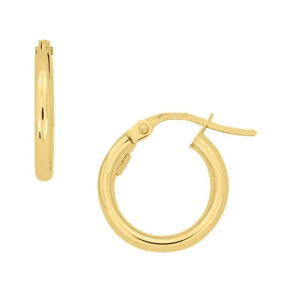 Yellow gold round hoops