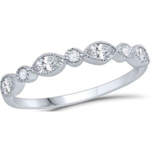 WHITE GOLD DIAMOND & WHITE SAPPHIRE BAND M5429
