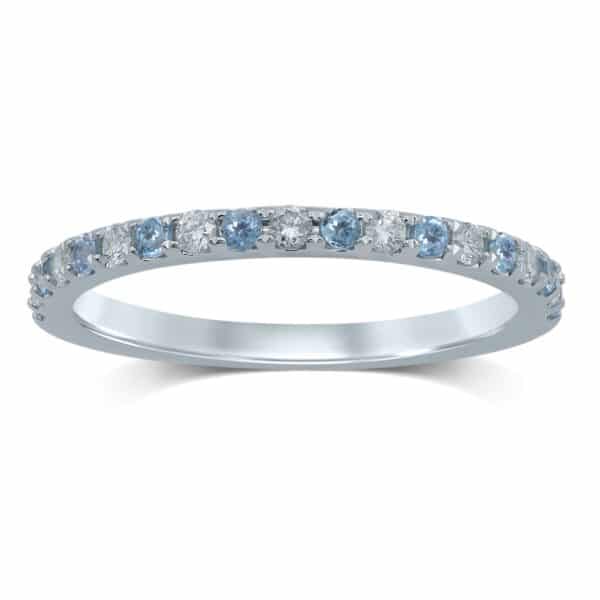 BLUE TOPAZ AND DIAMOND PAVÉ SET BIRTHSTONE BAND