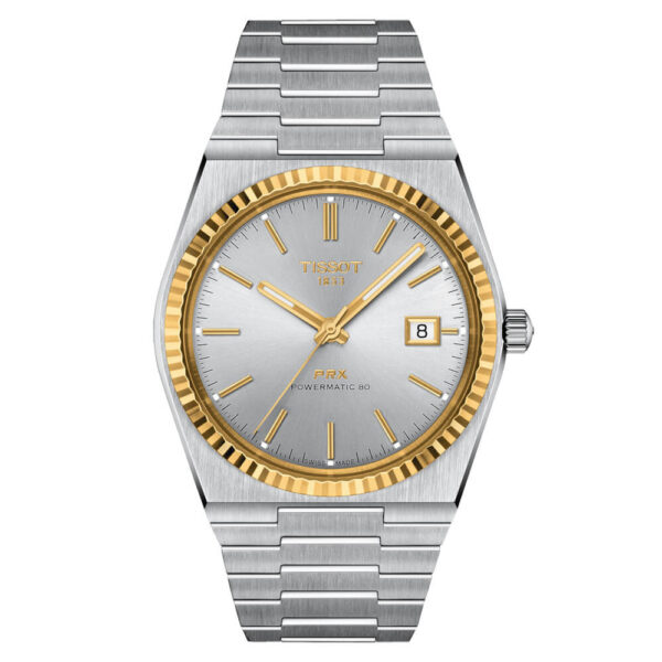 TISSOT PRX POWERMATIC 80 STEEL AND 18K GOLD BEZEL T9314074103101