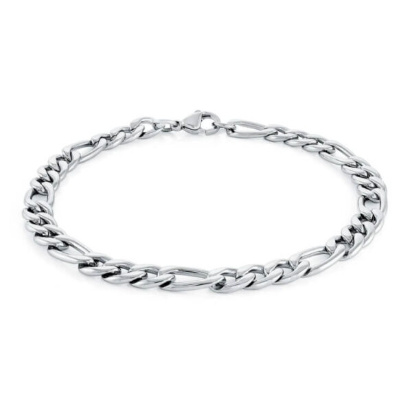 ITALGEM STEEL 6MM FIGARO LINK BRACELET SMB479-N1-8