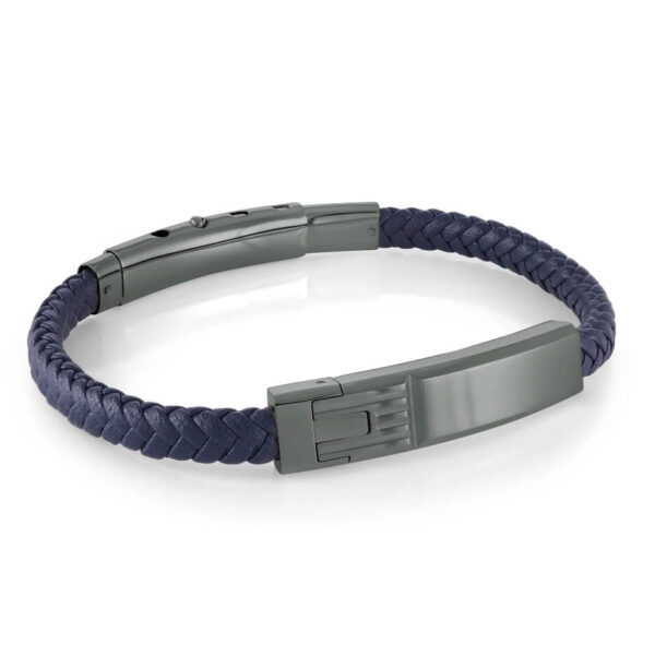 ITALGEM STEEL STEEL AND LEATHER ADJUSTABLE BRACELET SLB601