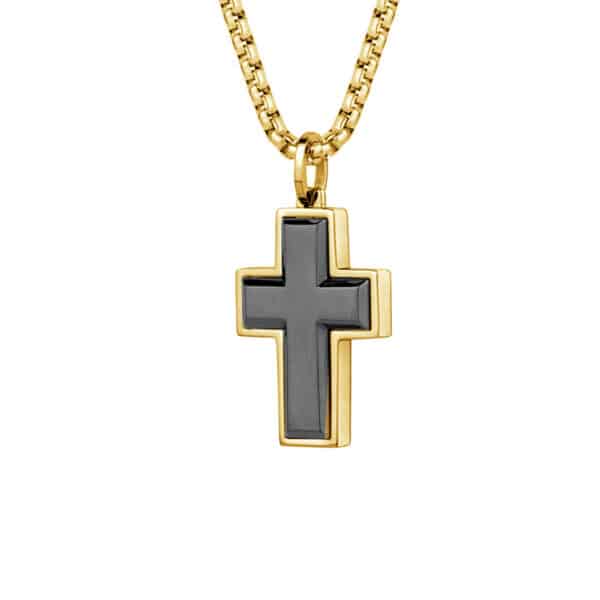 ITALGEM STEEL EDGED CROSS PENDANT SC92