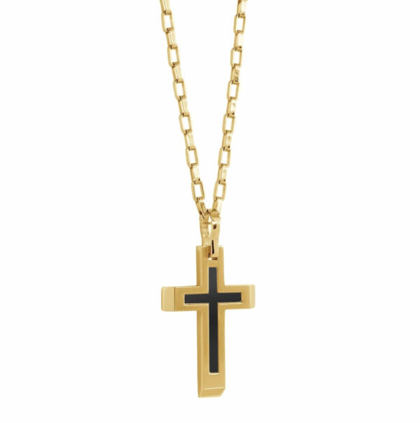 ITALGEM STEEL MATTE CENTER CROSS PENDANT SC144