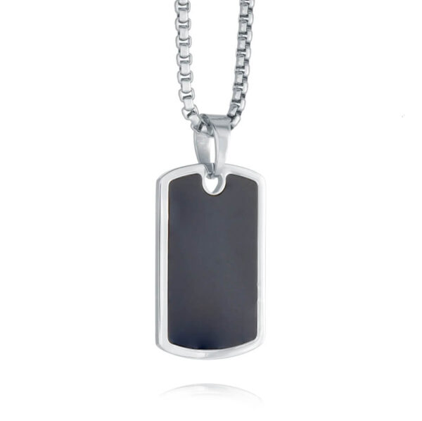ITALGEM STEEL MATTE CENTER DOG TAG PENDANT SP52