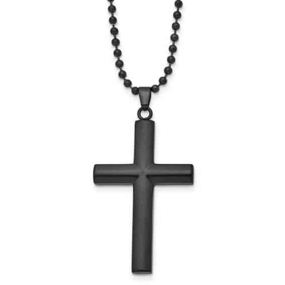 Men's black stainless steel cross pendant