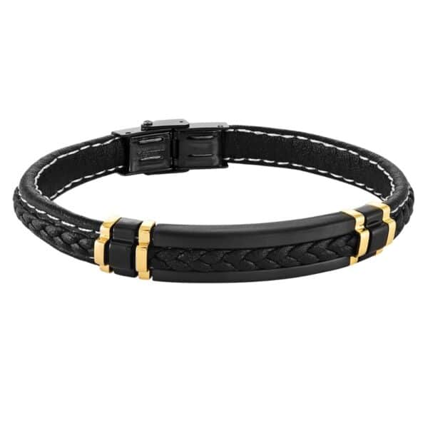 ITALGEM STEEL 8MM ACCENTED LEATHER BRACELET SLB476