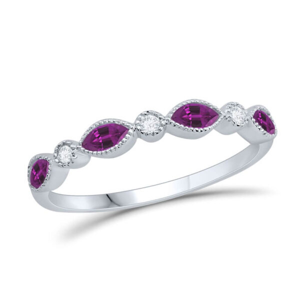 AMETHYST AND DIAMOND BIRTHSTONE BAND