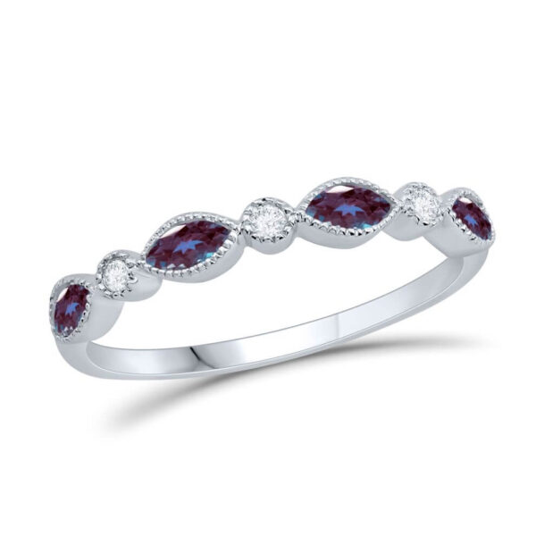 ALEXANDRITE AND DIAMOND BIRTHSTONE BAND