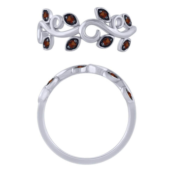GARNET LEAF AND VINE BIRTHSTONE RING