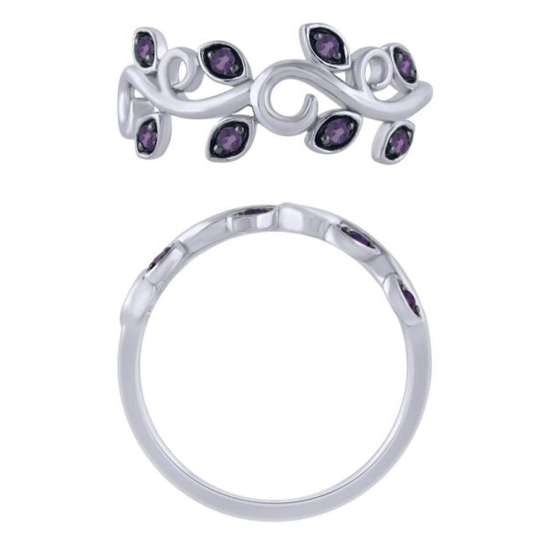 AMETHYST LEAF AND VINE BIRTHSTONE RING