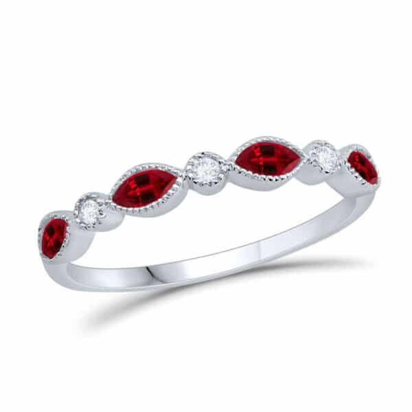 GARNET AND DIAMOND BIRTHSTONE BAND