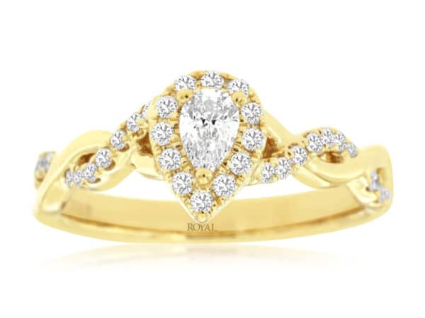 0.50 CT PEAR HALO DIAMOND ENGAGEMENT RING C9082D