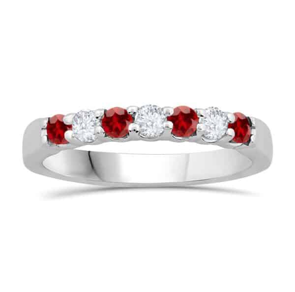 GARNET AND DIAMOND BIRTHSTONE BAND