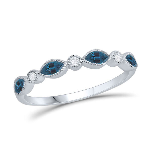 BLUE TOPAZ AND DIAMOND BIRTHSTONE BAND