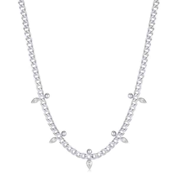 ANIA HAIE SILVER CURB CHAIN SPARKLE POINT NECKLACE N053-07H