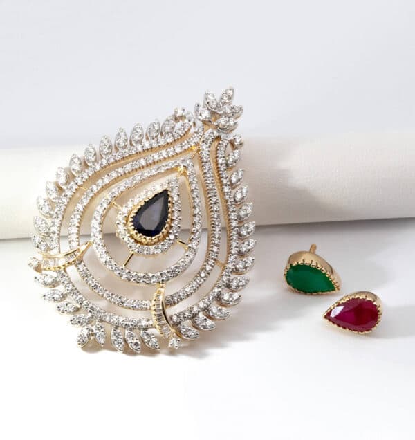 ESTATE 3CT DIAMOND FASHION PENDANT WITH INTERCHANGEABLE GEMSTONE CENTER