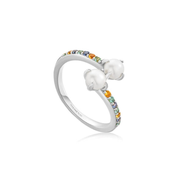 ANIA HAIE SILVER GEM PEARL WRAP RING R054-03H