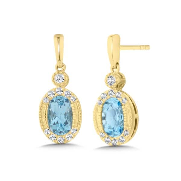 14K BLUE TOPAZ AND DIAMOND DROP EARRINGS CGE220Y-DBT