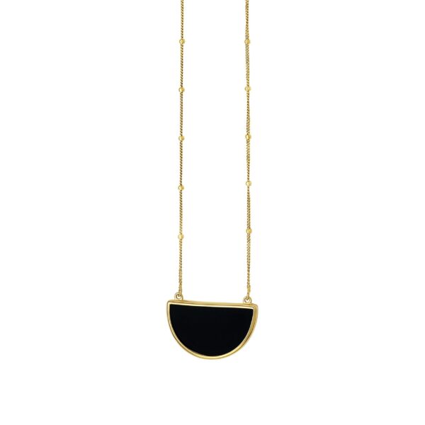 14K BLACK ONYX HALF MOON NECKLACE C16250-18